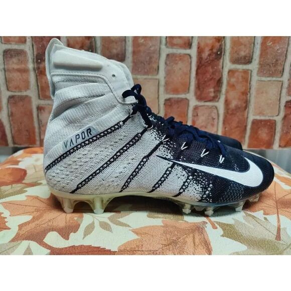 Nike Vapor Untouchable 3 Elite White Navy Football Cleats Men's Size 14.5 - Picture 1 of 5